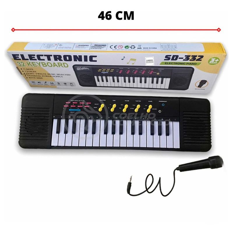 Mini Teclado Infantil 32 Teclas Musical Karaokê E Microfone