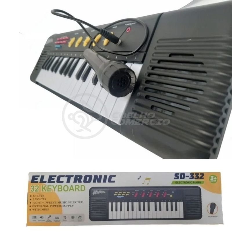 Piano teclado Infantil Musical 32 Teclas Keys Com Microfone