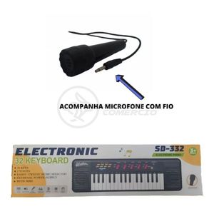 Mini Teclado Infantil 32 Teclas Musical Karaokê E Microfone