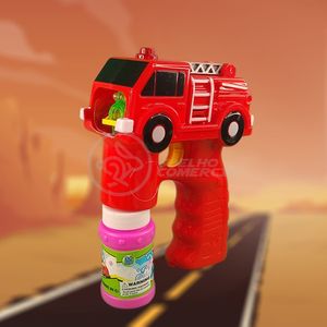 Caminhão Bombeiro Bolhudo Lança Bolhas Sabão Vermelho
