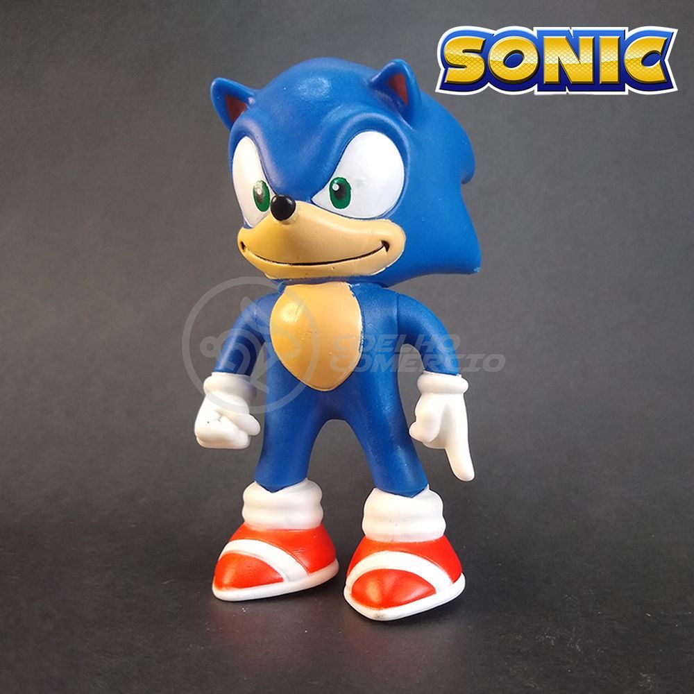 Kit Conjunto Boneco Colecionável Sonic Azul Articulado Sega 15cm +