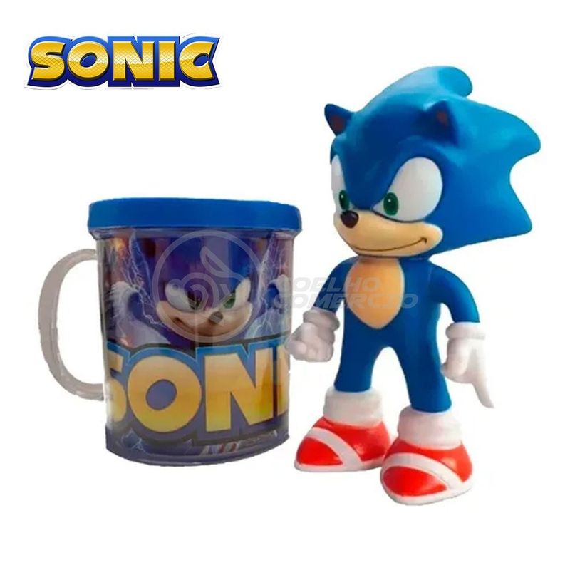 Kit Sonic Cartelado com 3 Bonecos 12 cm mais mascara