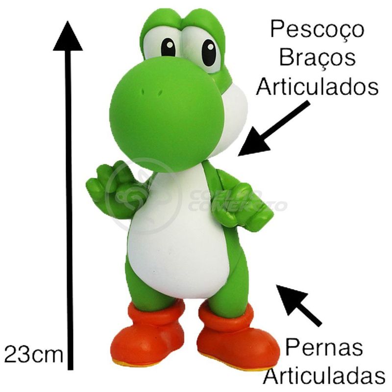 Boneco Yoshi 23cm Articulado Super Mario Bros Coleção Nintendo