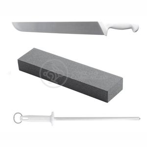 Kit Churrasco 3 Peças Faca 10" + Chaira 10" + Pedra