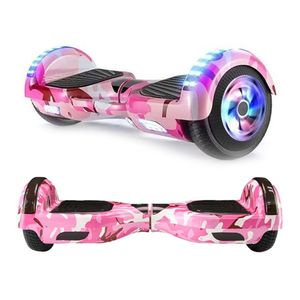 Hoverboard Infantil Skate Elétrico Led Rosa Camuflado