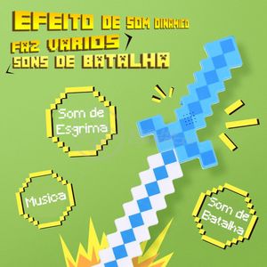 Brinquedo Espada Pixel Minecraft 58cm à Pilha azul