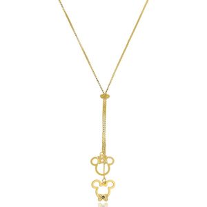 Colar Personalizado Gravata Mickey E Miney Folheado Em Ouro