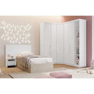 Guarda Roupa Solteiro Rizon Qc210 5 Peças Branco - Novo Horizonte