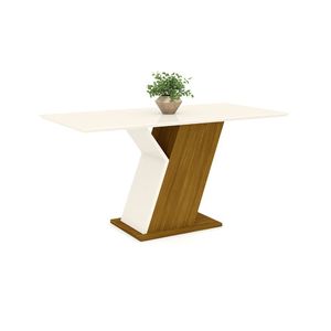Mesa De Jantar Tampo Mdf 160 Cm 6 Cadeiras Zuri Casa 812 Nature Com Off White E Marrom Expresso
