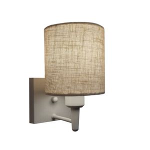 Arandela Quadrada Branco Em Tecido Cilíndrica Rustico Bege - Bivolt