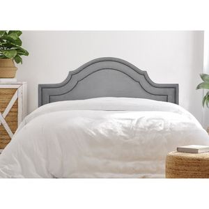 Cabeceira Casal Estofada Para Cama Box Com Tachas 140x60cm Provençal Luxo Dupla Cinza/fumê