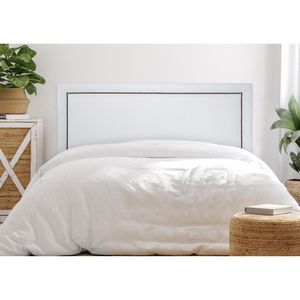 Cabeceira King Estofada Para Cama Box Com Tachas 193x60cm Reta Luxo Branco/fumê