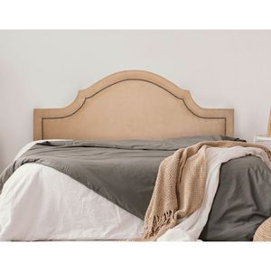 Cabeceira King Estofada Para Cama Box Com Tachas 193x60cm Provençal Luxo Bege/fumê