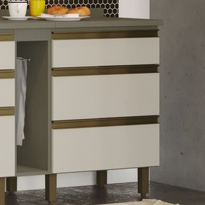 Balcão 03 Gavetas 60 Cm Connect Henn Duna Com Cristal