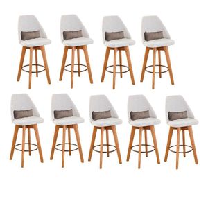 Kit 09 Banquetas Bege Claro E Almofada Suede Bege