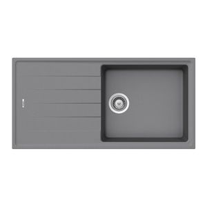 Cuba De Cozinha Em Quartzo 101E + Válvula Cinza/Inox
