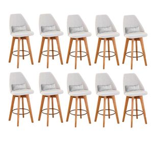 Kit 10 Banquetas Bege Claro E Almofada Suede Branco