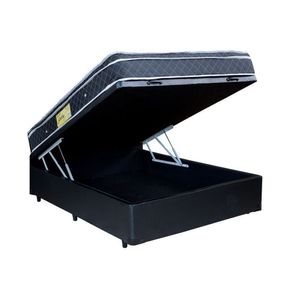 Cama Box Baú Casal Colchão Molas Ensacadas + Box Suede Preta