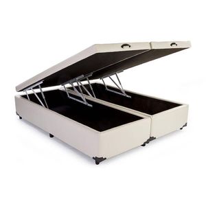 Base Box Baú Queen Bipartido Sp Móveis Sintético Bege