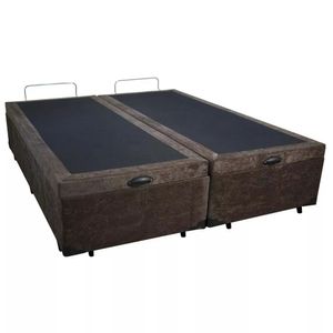 Base Box Baú Queen Bipartido Sp Móveis Suede Marrom