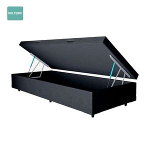 Cama Box Baú Solteiro Sintético Preto 38X88X188