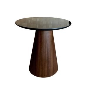 Mesa Lateral Base Imbuia Rajado Tampo 51Cm Preta Marrom