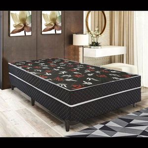 Cama Box Solteiro Conjugada Ortopédica Preta