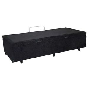 Base Box Baú Solteiro Suede Preta - 45X88X188