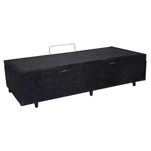 Base Box Baú Solteiro Suede Preta - 45X78X188