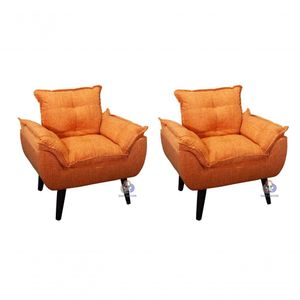Kit 02 Poltrona Opala Laranja Linho