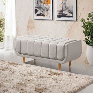 Recamier Alemanha 1,30m Com Base Madeira Linho Sofatec Palha