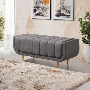 Recamier Alemanha 1,30m Com Base Madeira Linho Sofatec Grafite