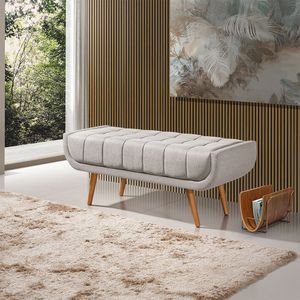 Recamier França 1,00m Com Base Madeira Linho Sofatec Palha