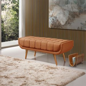 Recamier França 1,50m Com Base Madeira Linho Sofatec Tijolo