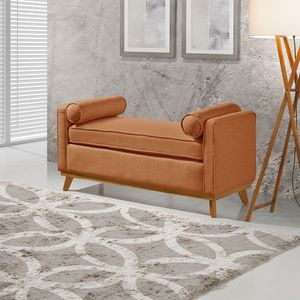 Recamier Italia 1,30m Com Base Madeira Linho Sofatec Tijolo