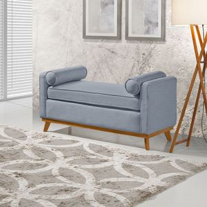 Recamier Italia 1,30m Com Base Madeira Linho Sofatec Azul