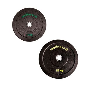Combo Crossfit Anilha Olímpica Borracha Verde 10kg E Anilha Olímpica Borracha Amarelo 15kg Wellness