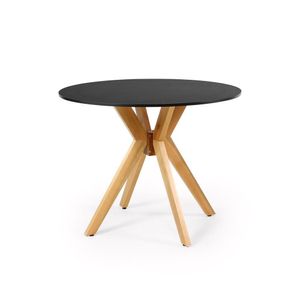 Mesa De Jantar Redonda 100cm Marci Em Madeira Maciça E Mdf - Preto