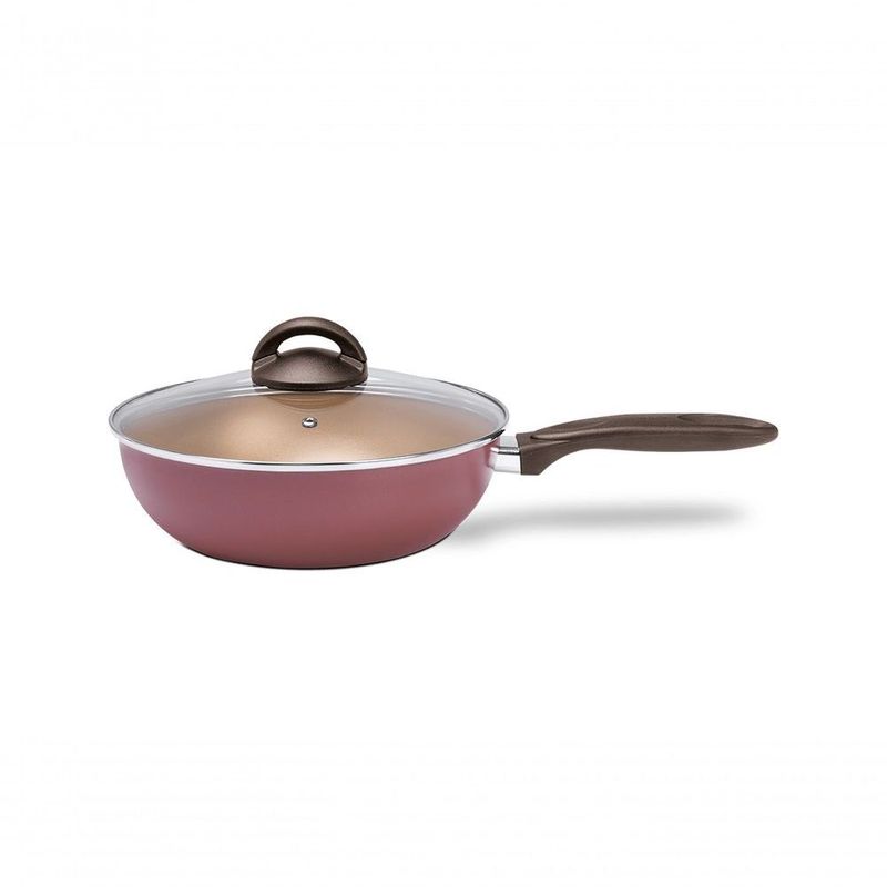 Wok Com Tampa Naturall 28 Cm Diâmetro 4,1 L Capacidade Revestimento  Pro-Flon Antiaderente Marrom - WebContinental