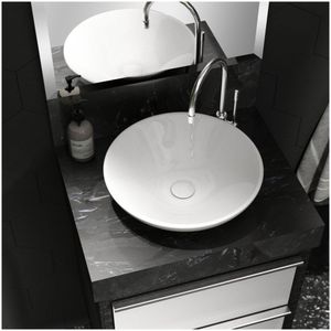 Lavatório Em Porcelanato Para Banheiro 50 Cm Top Para Cuba De Apoio Blu Black
