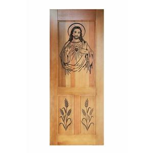 Folha De Porta Madeira Maciça Entalhada Cristo 90x210x3,5cm Cedro Rosa Madeira