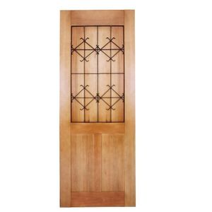Folha De Porta Madeira Maciça Meia Grade Medieval 90x210x3,5cm Cedro Rosa Madeira