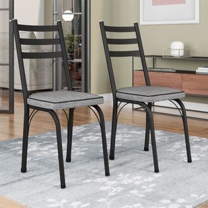 Conjunto Com 2 Cadeiras Preto Fosco Assento Grafiato