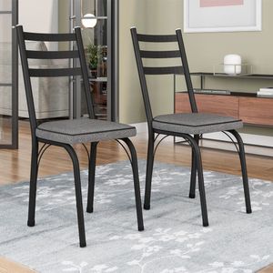 Conjunto Com 2 Cadeiras Preto Fosco Assento Andorinha