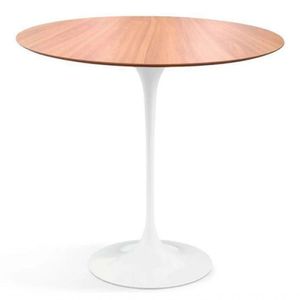 Mesa Lateral Tulipa Saarinen Redonda 51 Cm Tampo Freijó Cor Branco