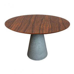 Mesa De Jantar Cone Cimento Rústico 120 Cm Tampo Pau Ferro Cor Marrom