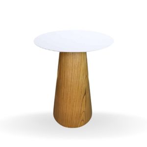 Mesa Bistrô Cone 60 Cm Tampo Laca Branca Base Freijó Cor Marrom