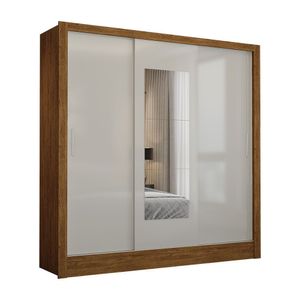 Guarda Roupa Fortaleza 3 Portas Espelho Freijó OffWhite
