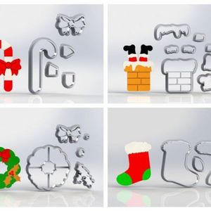 Cortador Kit Natal 4 Modelos Modulares Mod 1 Tamanho 5Cm