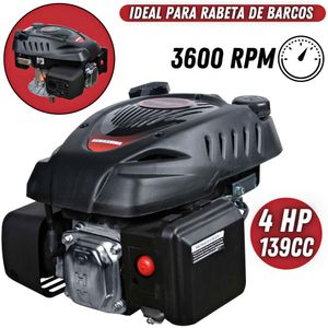 Motor Vertical à Gasolina 139cc 4hp 4t Para Rabeta De Barco